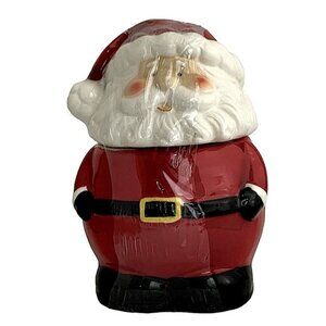 Santa Cookie Jar Nostalgic Christmas Holiday Jar Tight Seal Red White